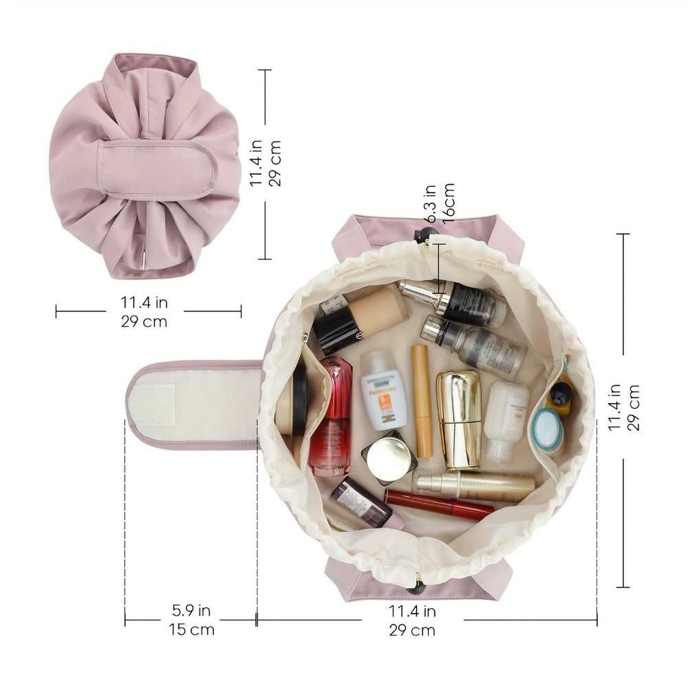 Drawstring Makeup Bag Wide Opening Flat Lay Oxford Fabric Machine Washable 12 Colors Travel Cosmetic Organizer Bag for Makeup Brushes Tools Accessories Toiletries Dorm Printed & So - product image 5