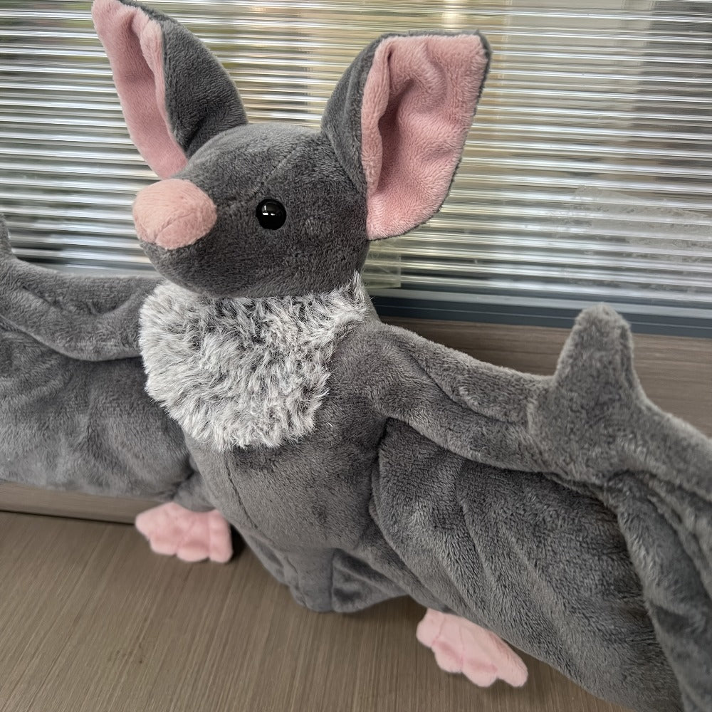 Giant Bat Plush Stuffed Animal 23 Inch Wingspan Soft Grey Spooky Bat Toy Halloween Decor Gift for Kids Adults Bat Lovers Gothic Fans Animal Lovers for Parties - product image 3