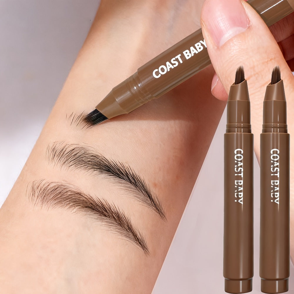 Eyebrow Pencil 2-Pack Multi-Fork Tip Waterproof — 4 Shades Natural Hair Stroke Effect Brow Pen Smudge-Proof Long-Lasting Microblading Look Hairline Filler for Sparse Brows Beginner - product image 14