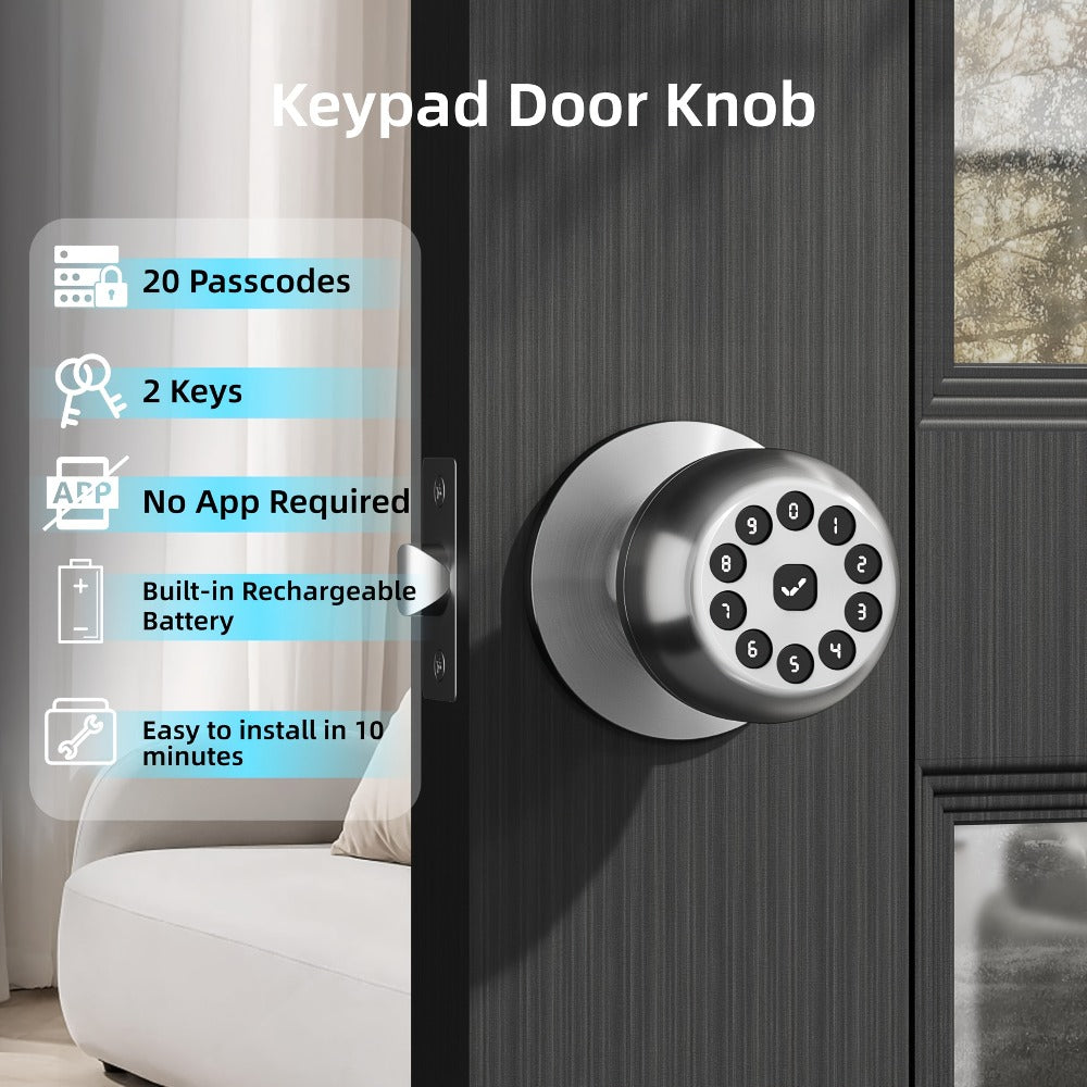 Smart Door Lock Keyless Entry – 3-in-1 APP + PIN + Key Access, Auto-Lock, Wireless Bedroom Door Lock with Durable Alloy Construction, Easy Installation, Holiday Gift for Family (Si - product image 2
