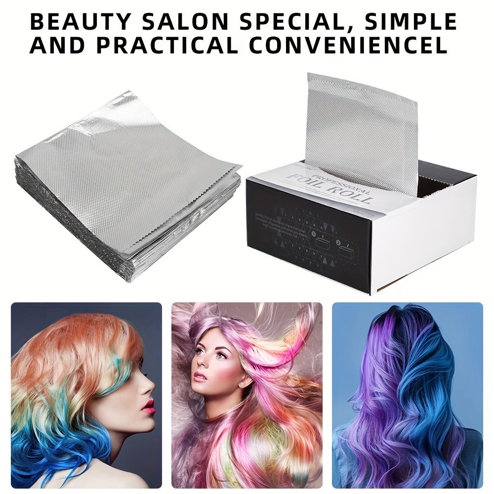 Hair Highlighting Foil Sheets 300pcs Box | Professional Salon Aluminum Foil Paper for Balayage Coloring Perming | Even Heat Distribution Precise Sectioning | Silver Grade Hairdress - product image 2