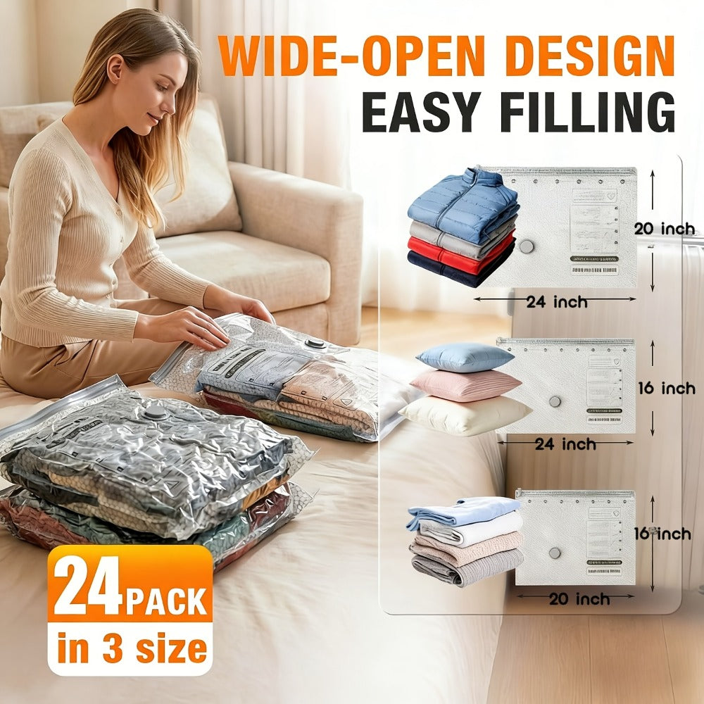 Travel Compression Bags with Pump 24 Pack - Vacuum Storage Pouches for Clothing, Space Saving Packing Bags for Suitcase Backpack - product image 9