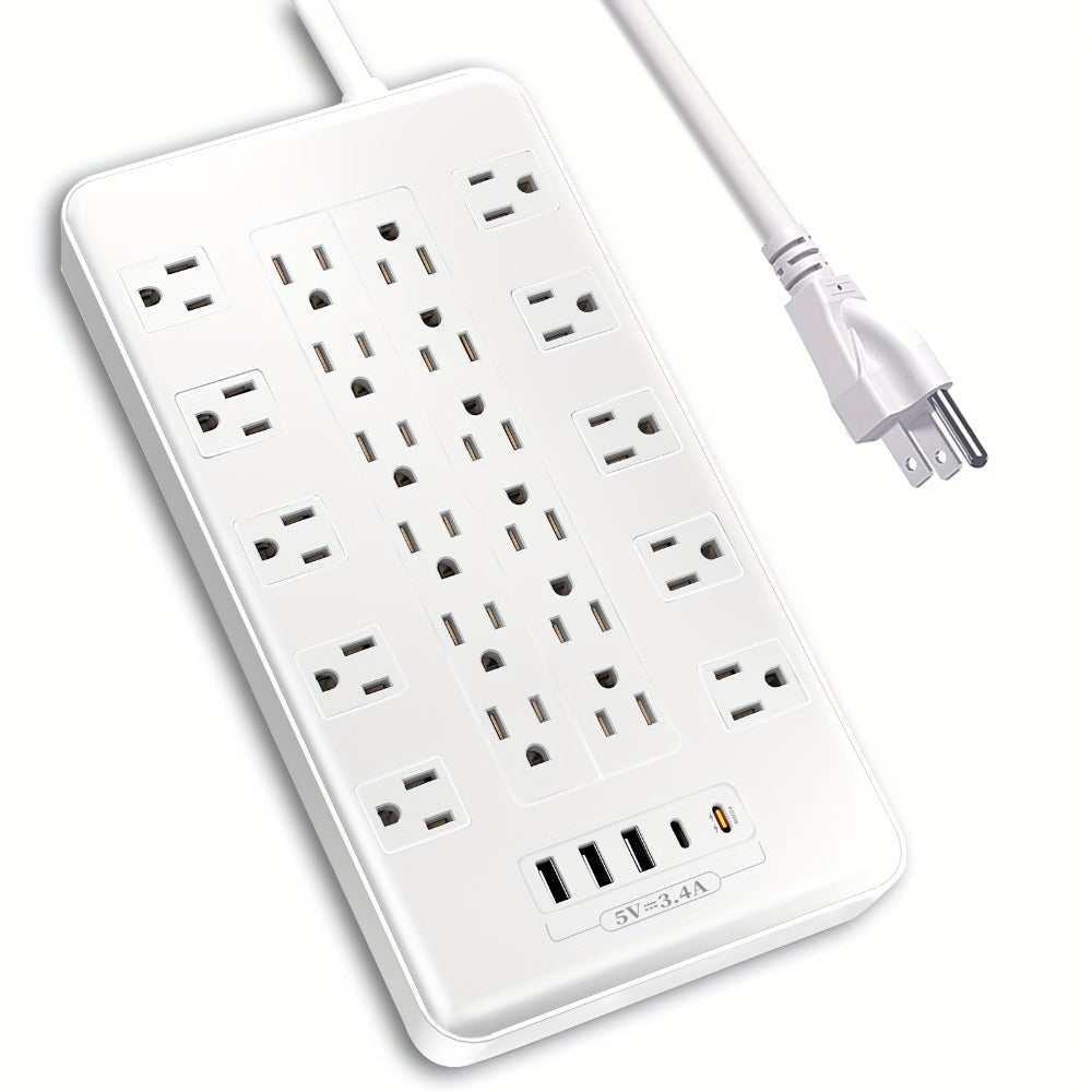 Surge Protector Power Strip with USB C Ports 22 AC Outlets 5 USB Ports - 6ft Flat Plug Extension Cord PD 20W Fast Charging 1875W 15A - Heavy Duty Wall Mount Under Desk Power Strip  - product image 3