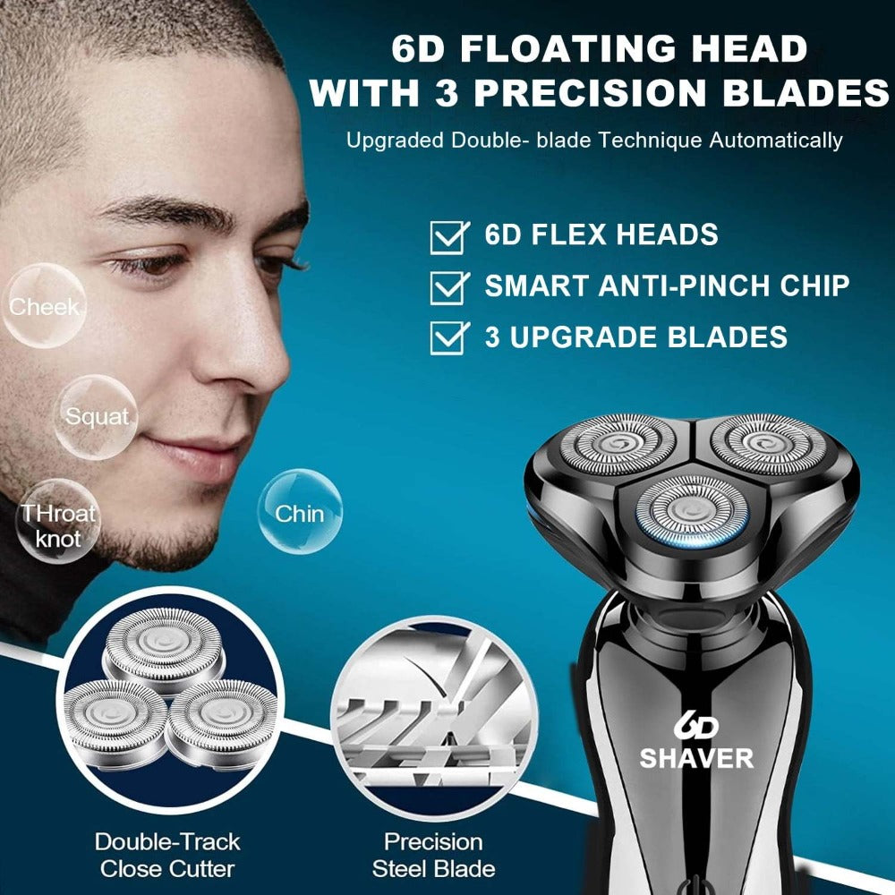 Electric Shaver for Men 3-in-1 Cordless Rechargeable 360° Floating Rotary – Beard Trimmer, Nose Hair Trimmer & Face Shaver with LED Display, 90-Min Battery & USB Charging, Black - product image 7