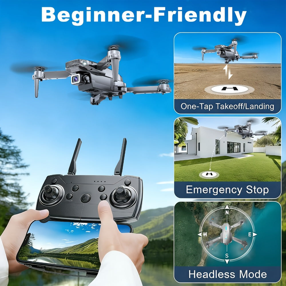 Beginner Vlogging Aerial Photography Quadcopter Gift for Kids Teens Adults | Foldable HD Camera Drone Free Storage Bag USB-C Charging 3D Flips Single or Dual - product image 4
