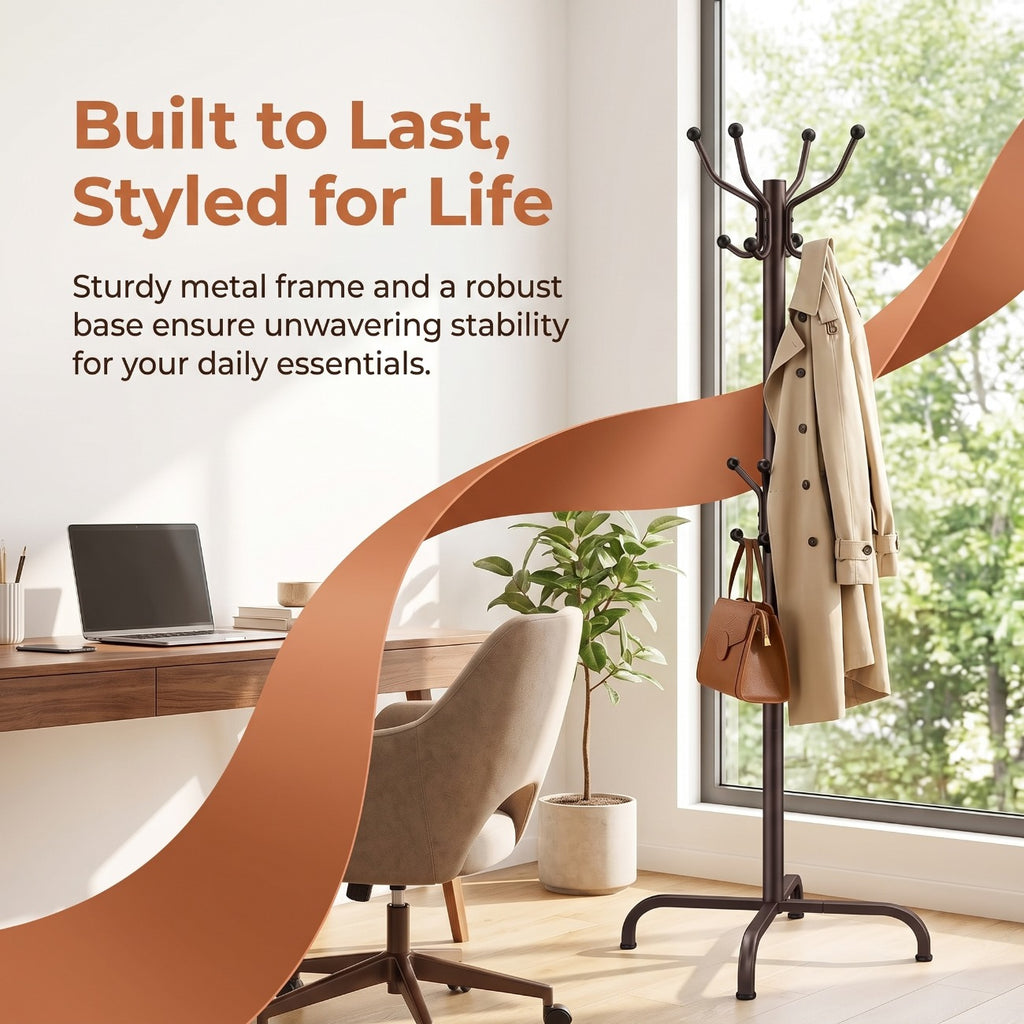 14-Hook Metal Hat Racks--Freestanding Coat Rack with a Total Weight Capacity of 11 Pounds, Suitable for Hallways, Bedrooms and Offices, Sturdy Rack for Hats - product image 5