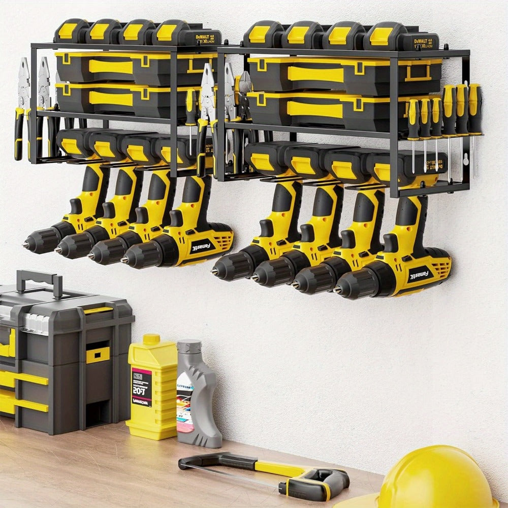 Power Drill Holder Wall Mount – Heavy Duty Tool Storage Rack with 3/4 Layer Floating Shelf | Cordless Drill Organizer | 4/6/8 Drill Holders Workshop Tool Rack for Garage & Workshop - product image 6