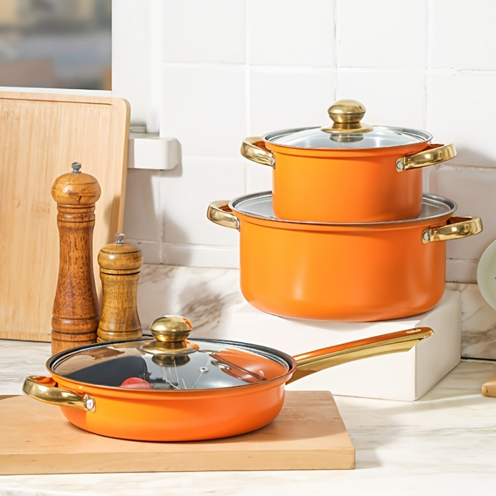 Non-Stick Cookware Set Pots and Pans 10 & 12 Piece – Heat-Resistant Frying Pan, Saucepan & Stewpot | Honeycomb Coating Stainless Steel Kitchen Cooking Set for All Stoves | Stylish  - product image 10