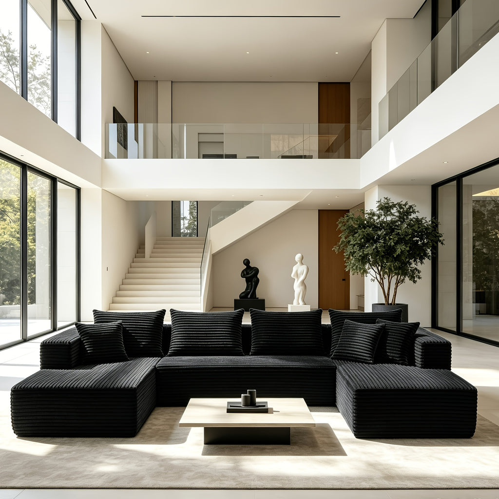 133-Inch Oversized U-Shaped Modular Sofa | Corduroy Cloud L-Shaped Corner Sofa, Extra Deep Seat, Freely Spliced and Matched, Suitable For Living Rooms and - product image