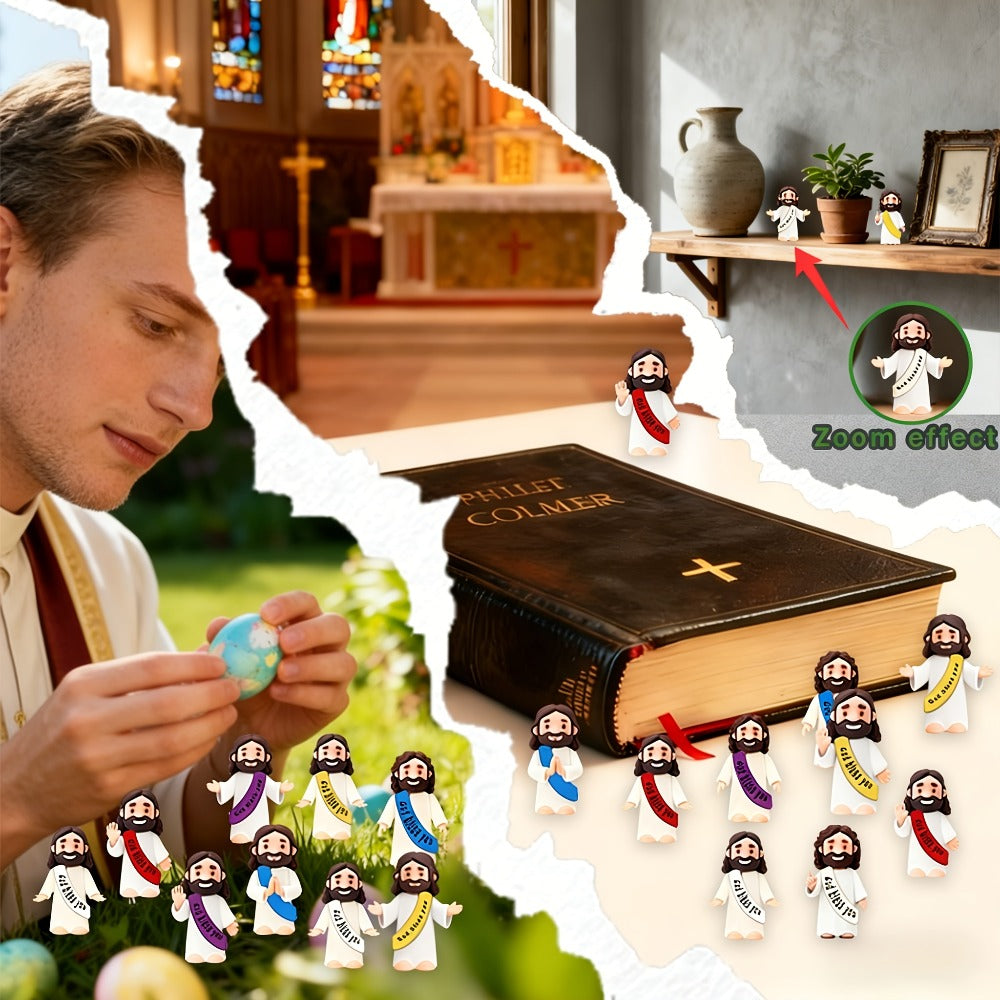 Colorful Bulk Religious Statues 5 Colors, Baptism Favors Sunday School Gifts Christian Party Favor Home Decor Vase Filler | Mini Jesus Figurines for Halloween Trunk-or-Treat 50/100/150pcs