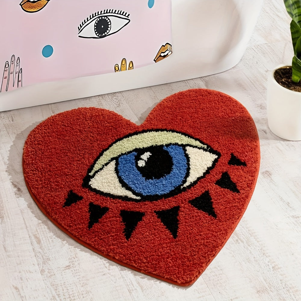 Eye Pattern Heart Shaped Bathroom Mat Plush Non-Slip Absorbent Bath Rug 20x24 inch Valentine Home Decor - product image 3