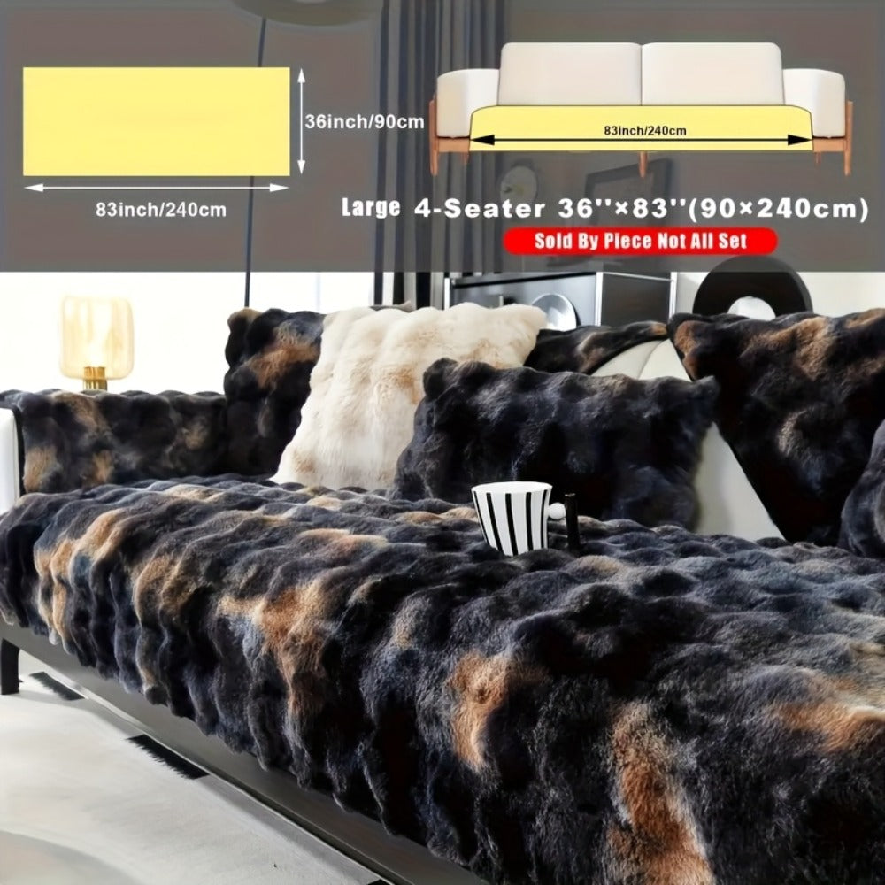 Plush Sofa Cover Faux Lamb Thick Fluffy Couch Slipcover Pet Friendly Machine Washable Gradient Color Polyester Furniture Protector for Armchair Single Double Triple Sofa Living Roo - product image 9