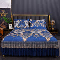 Floral Ruffle Bed Skirt Cool Mat 3 Piece Set with Pillowcase, Double Layer 360° Full Wrap Washable Cooling Mattress Cover, Breathable Summer Bedding Set for Twin Full Queen King, P - product image 33