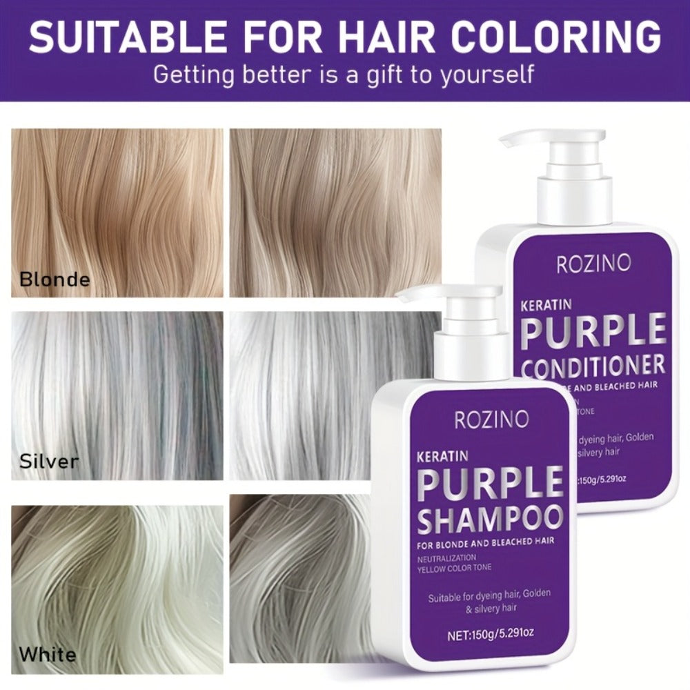 Purple Shampoo and Conditioner Set 2PCS for Blonde Silver Platinum Hair - Toning Brass & Yellow Neutralizer, Strengthens Roots, Improves Shine & Flexibility, Color-Treated Hair Car - product image 8