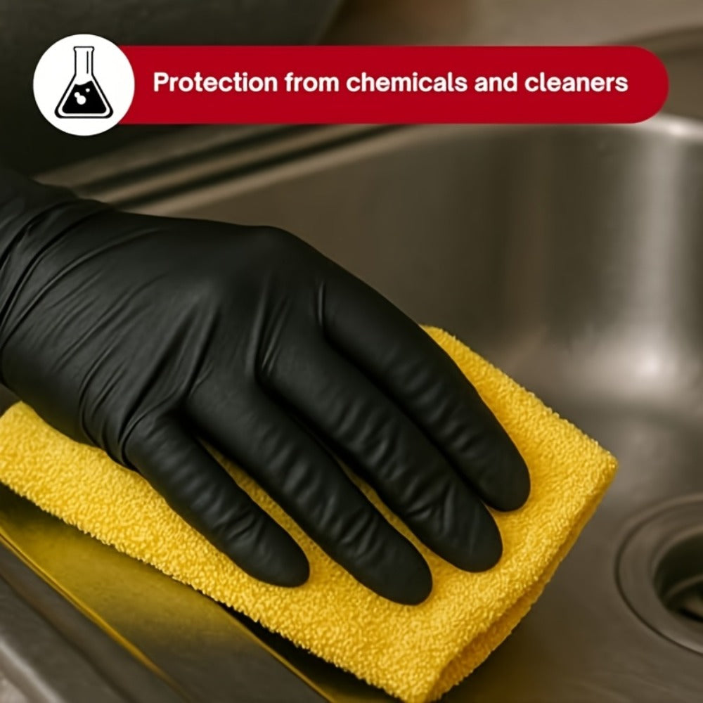 Nitrile Disposable Gloves 200 Count, Black Latex-Free Powder-Free Exam Gloves, Touchscreen Compatible, Chemical Resistant, Flexible Form-Fitting for Kitchen Automotive Industrial M - product image 13
