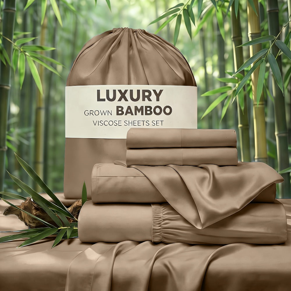 Cooling Bed Sheet Set 4 Piece Bamboo Rayon Deep Pocket Twin Full Queen King Extra Soft Wrinkle Fade Stain Resistant Hotel Luxury Pillowcase Bedroom Decor - product image 22