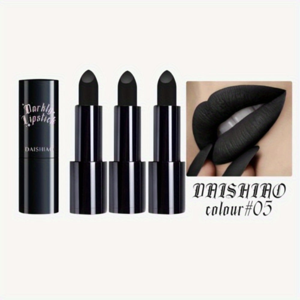 Black Matte Lipstick Set 3 Pack — Waterproof Long-Lasting Gothic Lip Color, Full Coverage Smudge-Proof Dark Lip Makeup for Halloween Costume Valentine's Day Gift for Women - product image 5