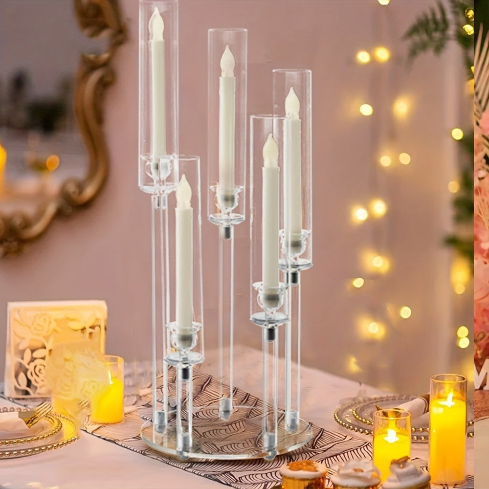 Acrylic Candelabra Candle Holder – Clear Crystal 5-Arm & 6-Arm Taper Candlestick Holders for Wedding Centerpiece, Dining Table, Party & Anniversary Decor - product image 14