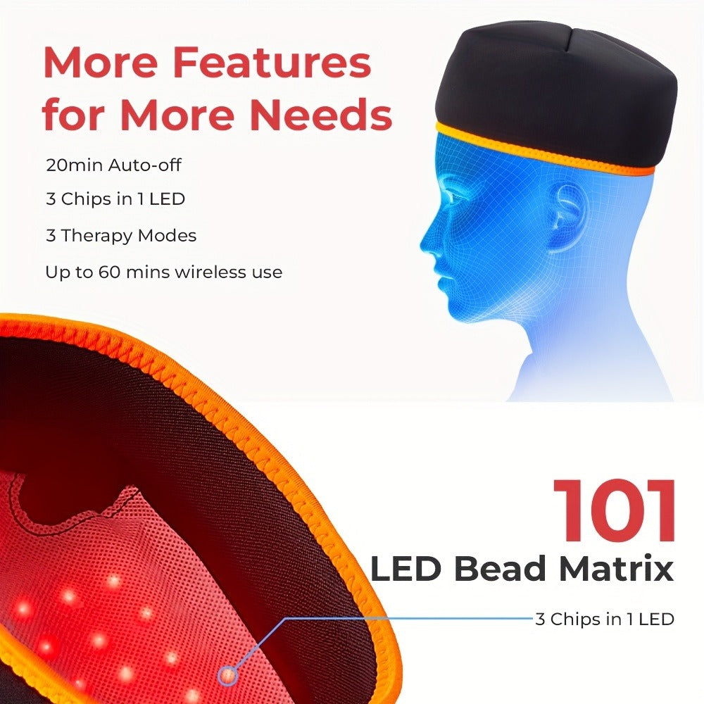 Red Light Therapy Cap 101 LEDs Detachable LED Panel Infrared Light Hat for Brain Relaxation Insomnia Relief Head Pain Treatment Hair Growth Scalp Care - product image 8