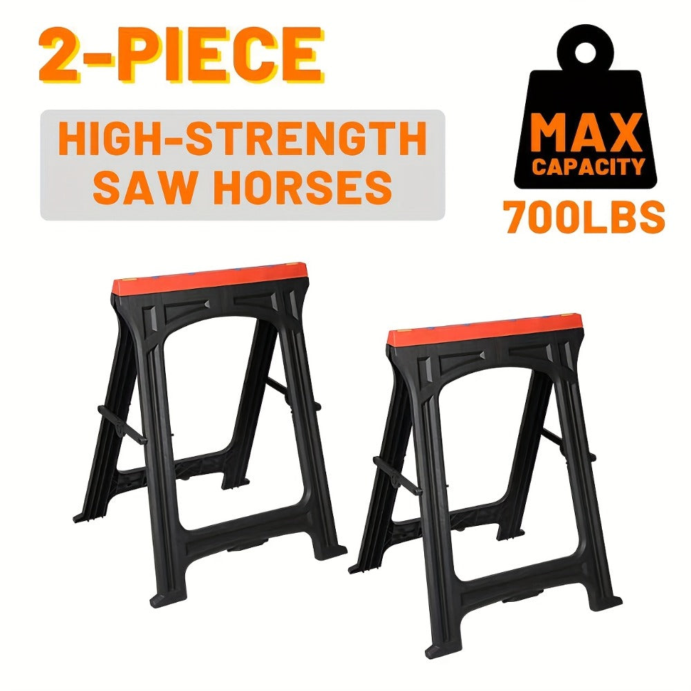 Folding Sawhorse 2 Pack Heavy Duty 700LBS Capacity Portable Work Support Horses Foldable Steel Saw Horse Set with Non-Slip Legs for Workshop Garage DIY Projects - product image 6
