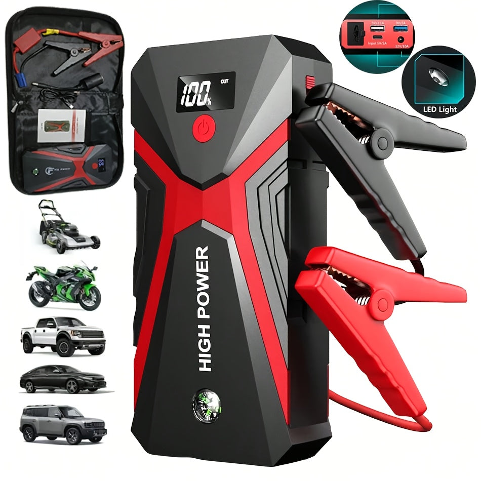 5-in-1/10IN1 Portable Car Battery Jump Starter With Tire Inflator 12V Fast Start, Battery Boost, USB I/O, LED Emergency Light, Reliable Power - product image