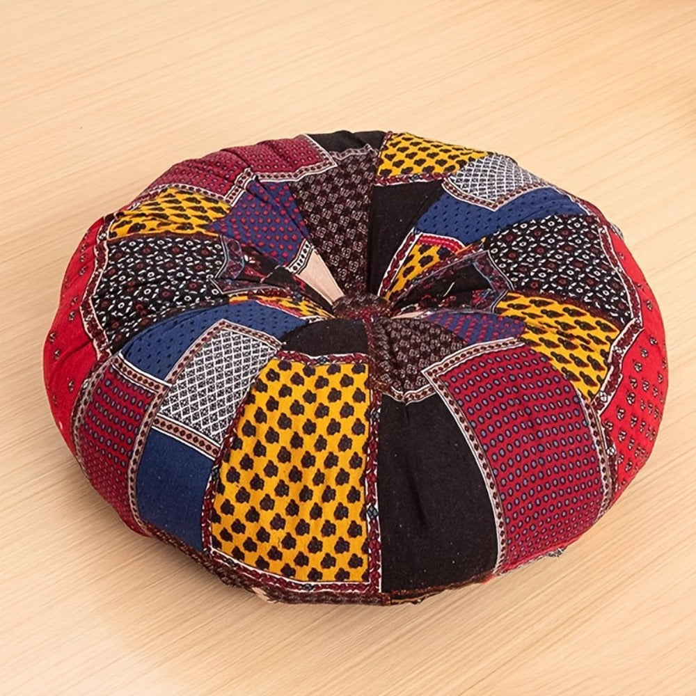 Floor Pillow Round Bohemian Thick Cushion Vintage Floral Pattern Boho Meditation Seat Pad Fade Resistant Cotton Filled Decorative Pouf for Living Room Bedroom All Seasons - product image 7