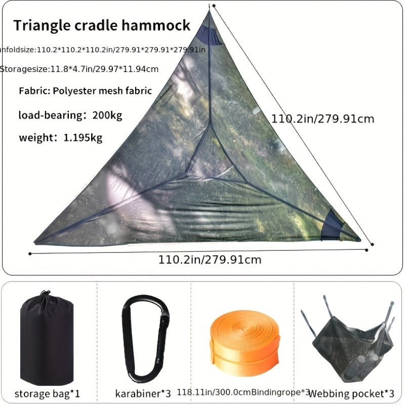 Outdoor Triangle Hammock Multi-Person – Sturdy Hanging Hammock for Adults & Kids – Large Aerial Tree Tent, Mesh Swing Camping Hammock for Backyard, Camping - product image 3