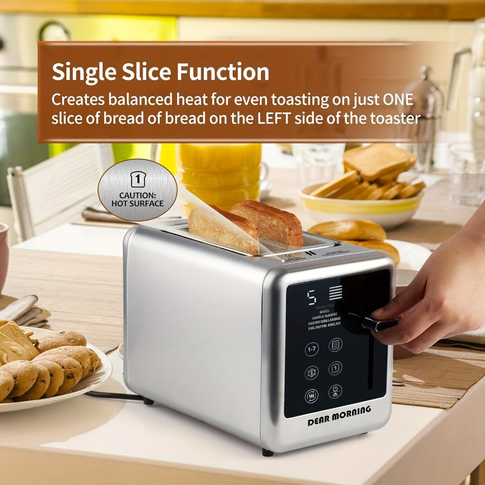 Stainless Steel Toaster 2-Slice Smart Touch Screen – 5 Bread Selections, 7 Shade Settings, Bagel/Defrost/Cancel/Reheat, 1.5" Wide Slot, Removable Crumb Tray - product image 7