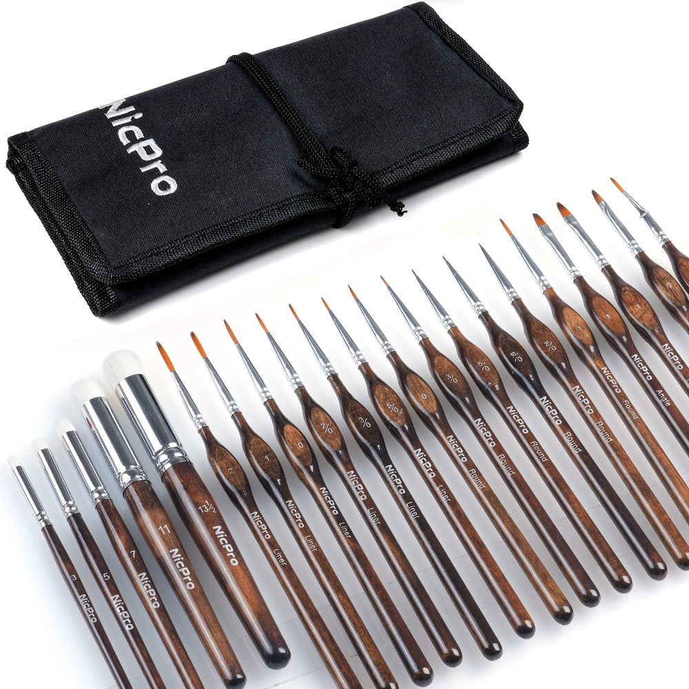 Miniature Paint Brush Set with Cloth Roll Detail Brushes for Acrylic Oil Watercolor Dry Brush for Model Miniature Painting Paint by Numbers Craft Artists for Everyday Use