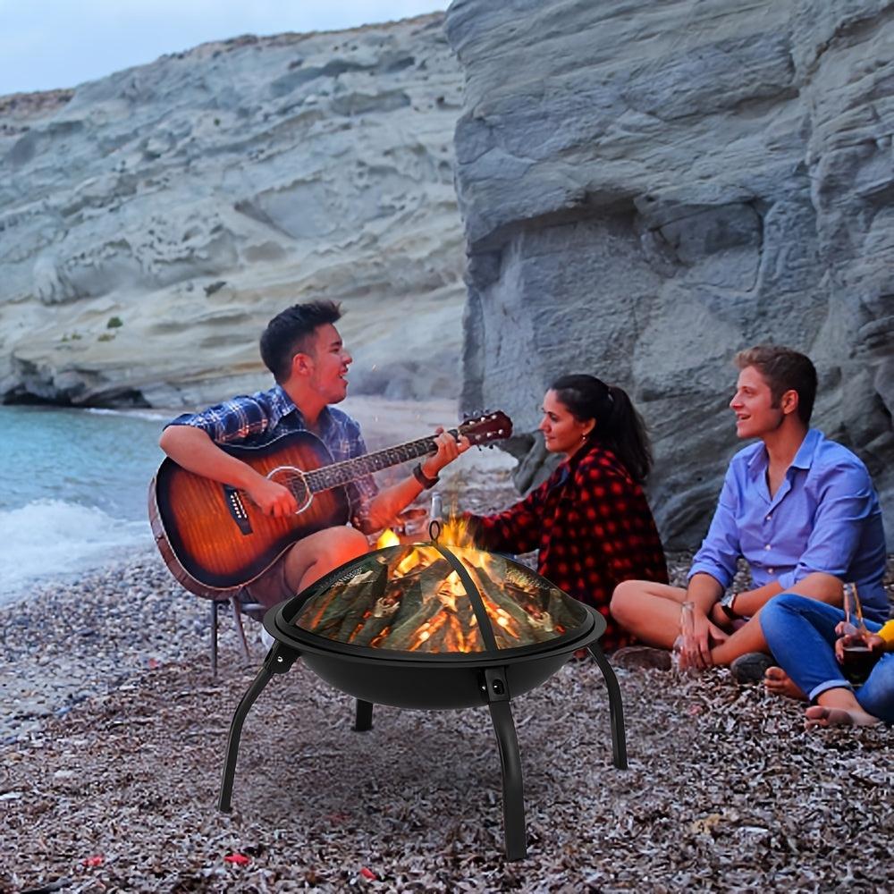 Square Fire Pit Table 32 Inch Metal Wood Burning Outdoor Fire Pit with Mesh Lid, Poker & Tabletop for Backyard Patio Garden Gatherings - product image 7