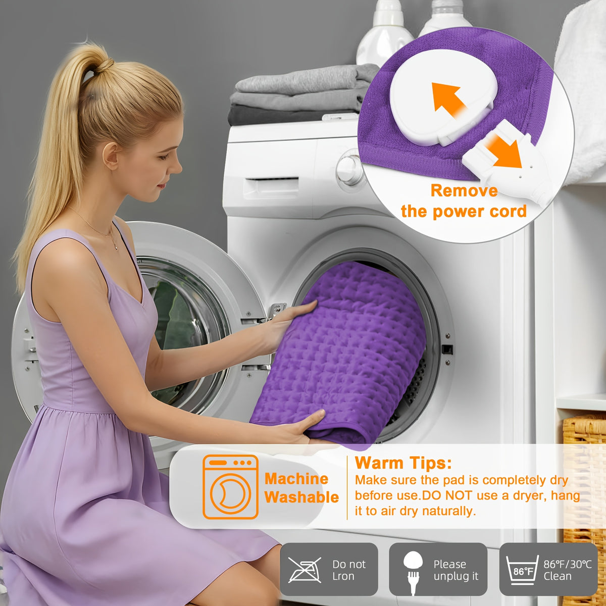 Extra Large Heating Pad - Back, Neck, Shoulders, Arms, Abdomen, Quickly Heated to 140 °F, Portable, 6 Heating Settings, Automatic Shut-Off, 24" X 12", Wet/Dry Options, Machine Washable