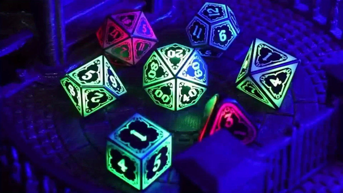 Illuminated Polyhedral Dice with Type-C Charging Case for D&D RPG Tabletop Games, Astral Shard Black, Glow in Dark Gift for Gamers – RGB LED DND Dice Set - product image 11