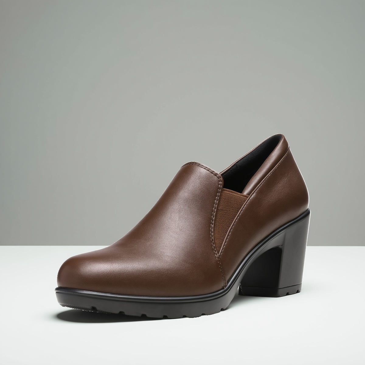 Women's Low Chunky Block Heel Slip-On Pumps - Round Toe Dress Loafers with Cushioned TPR Sole, Low Block Heels Suitable for Office, Business, Casual Wear