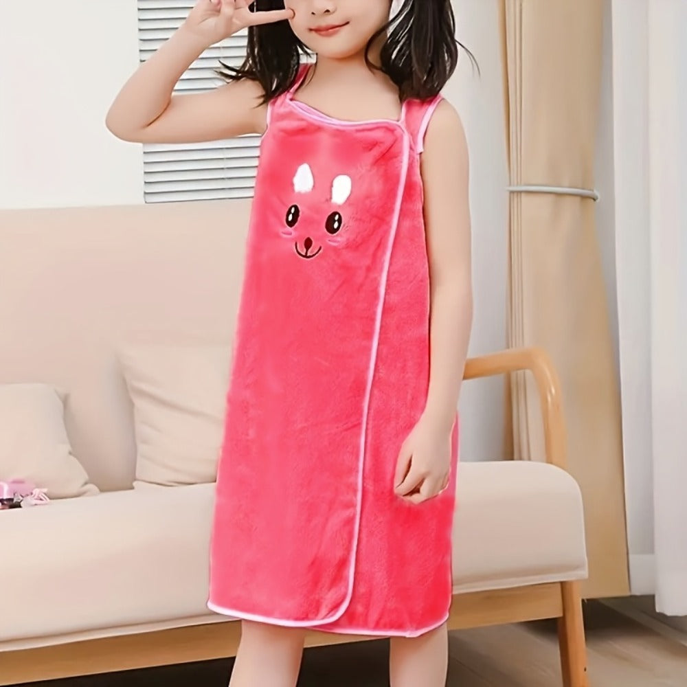 Bunny Ears Bath Towel Wrap for Girls - 250GSM Microfiber Cartoon Bath Skirt, Cute Kawaii Robe for Ages 6-12, Rose Red Purple Pink Blue, Fun Birthday Gift - product image 3