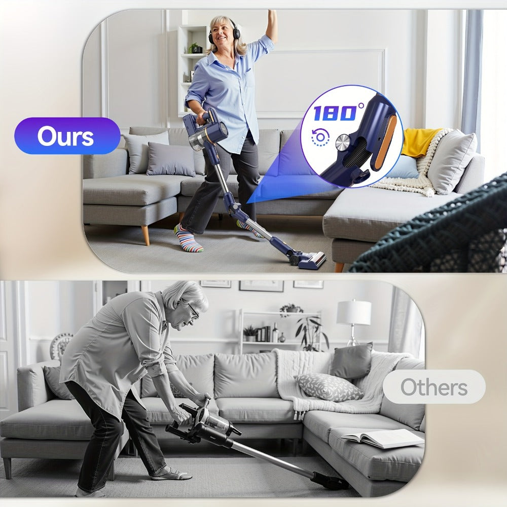 Cordless Vacuum Cleaner for Home – Corded & Cordless 2-in-1, 180° Foldable, LED Brush, High Suction, 40-Min Runtime, 38.58oz Dust Cup for Hardwood Floors, Seniors & Pregnant Women - product image 11