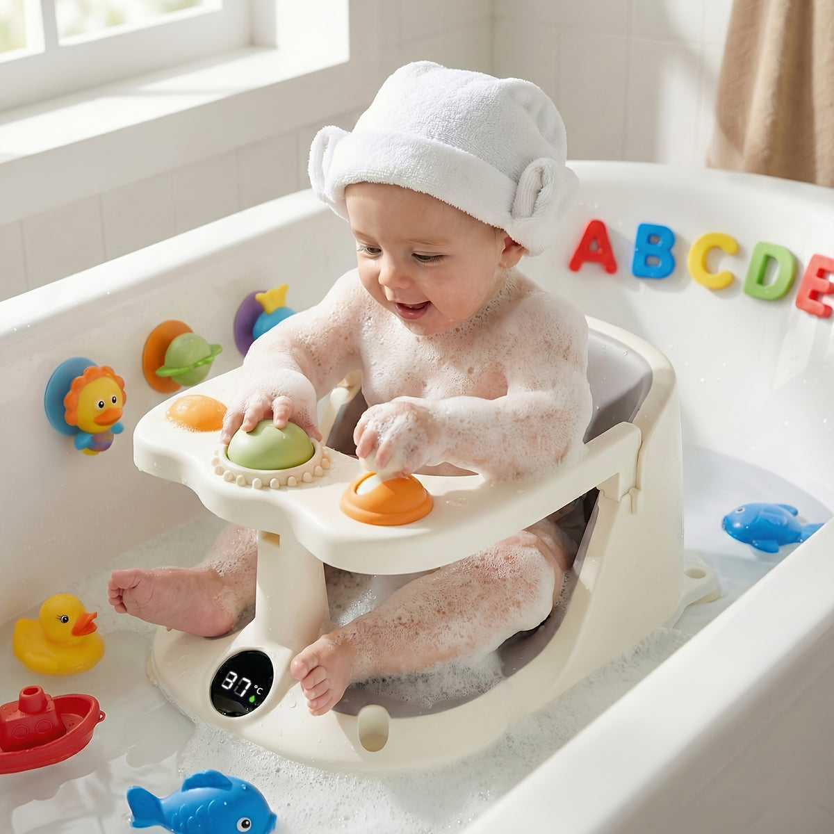 Toddler Bath Seat, Baby Bath Seat, Baby Shower Safety Products for Bathing and Showering for Children to Sit, Baby Bath Seat for Babies 6 Months & Up Non-Slip - product image