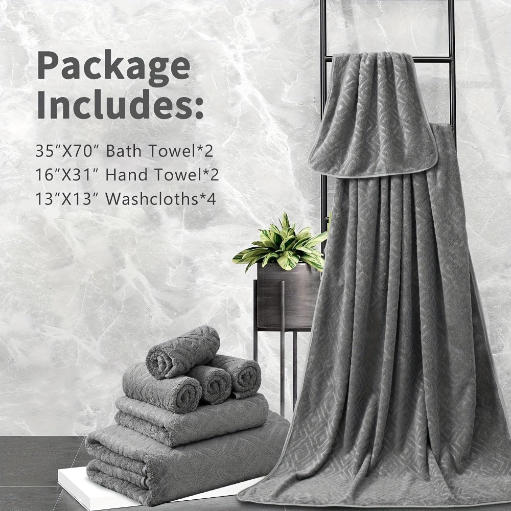 700GSM Bath Towel Set 8 Piece Extra Large Ultra Soft Thick - Highly Absorbent Quick Dry | 2 Oversized Bath Towels 2 Hand Towels 4 Washcloths | 16 Colors | Bathroom Hotel Gym Spa Ad - product image 6