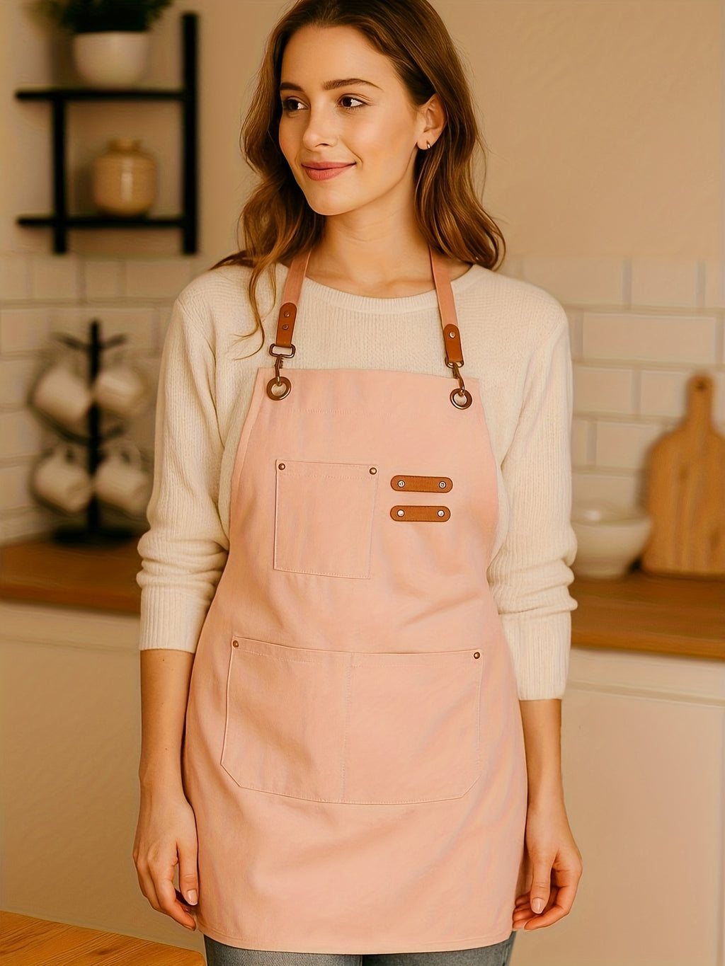 Festive Multi-Use Apron 12OZ Canvas Tool Apron With 3 Pockets - For Cooking, Gardening, Coffee Making, Thanksgiving & Christmas Gift Idea - Unisex Adjustable - product image 3