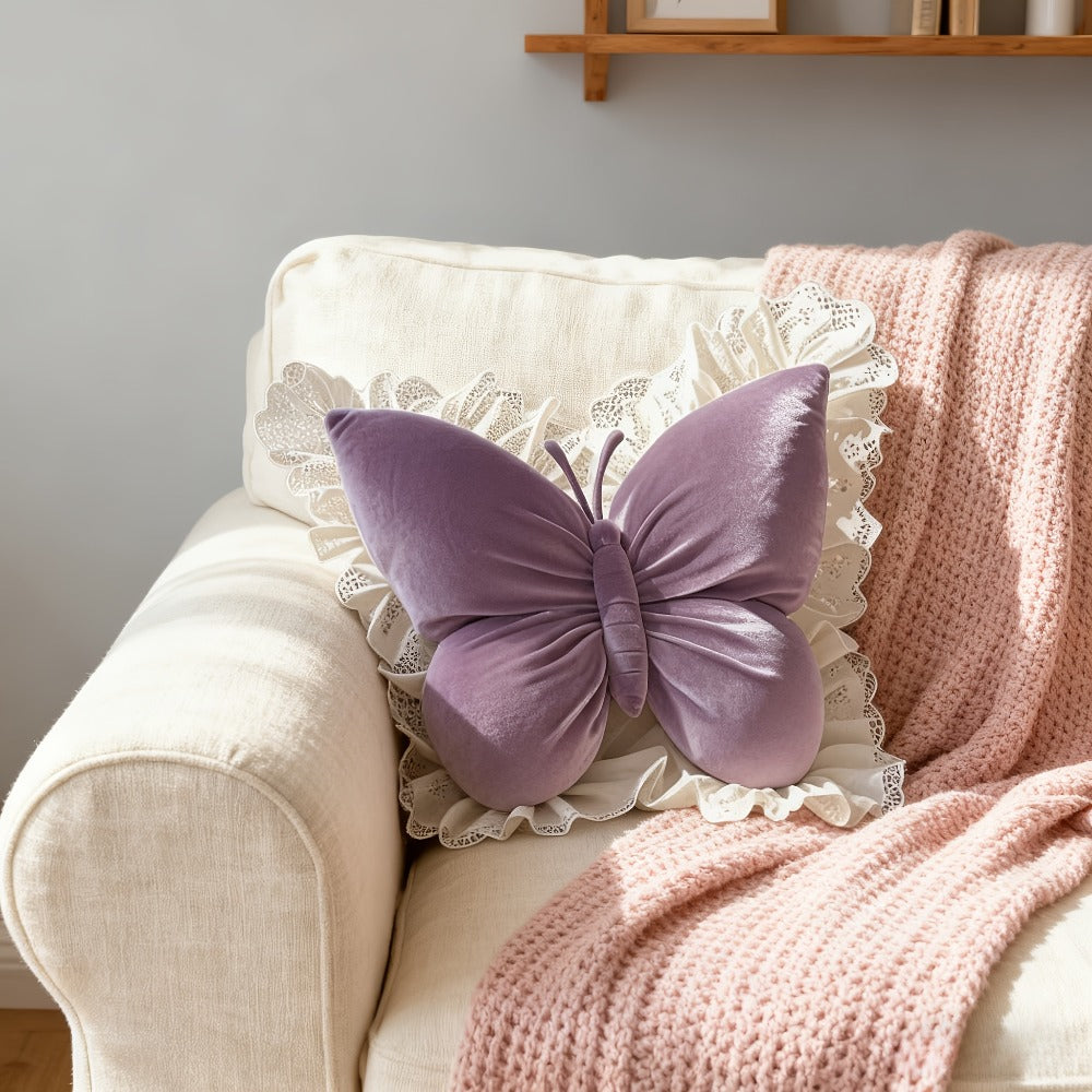 Butterfly Shaped Throw Pillow 3D Bow Decorative Cute Accent Pillow for Bed Sofa Couch Velvet Soft Polyester Fill Whimsical Home Decor Gift Multiple Colors 40x28cm - product image 6