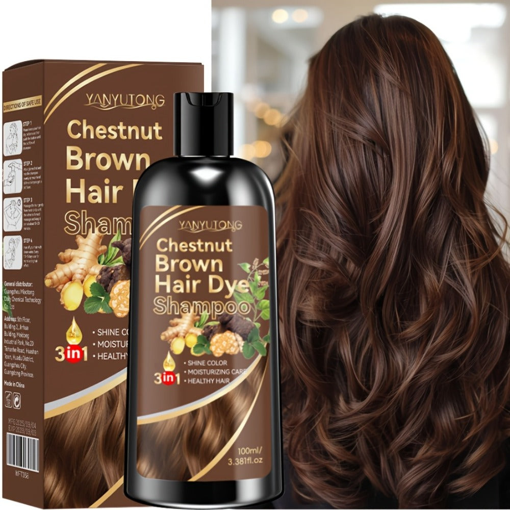 Hair Dye Shampoo Natural Plant Pigments – Fast Gray Hair Coverage in 1 Wash | 3.38oz Travel Size | Black Brown Chestnut Brown | Gentle Moisturizing Color Shampoo for Women & Men - product image 3