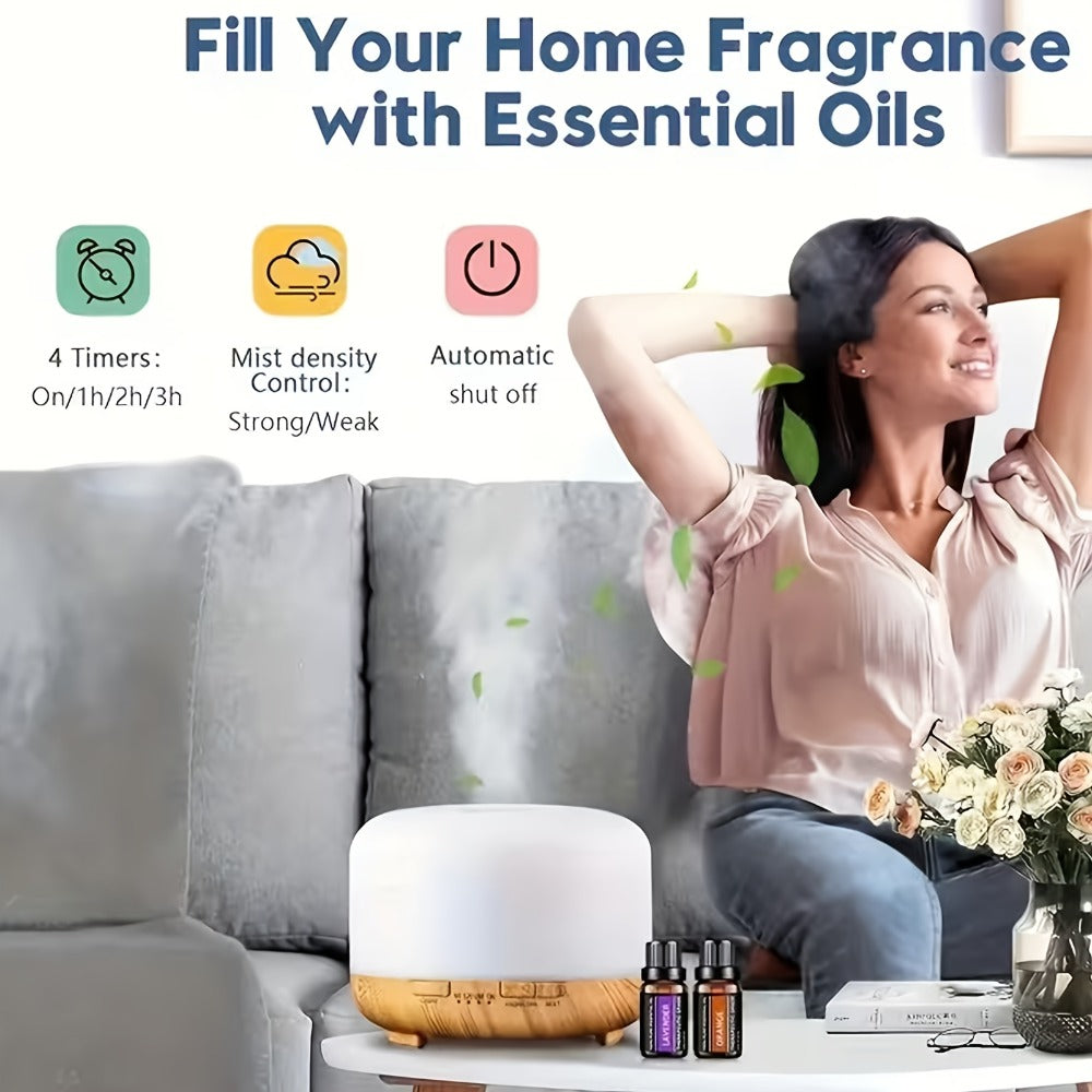 Essential Oil Diffuser 500ml with 10 Essential Oils 7 Color LED Aromatherapy Diffuser Humidifier Remote Control 4 Timer Settings Auto Shut-Off Ultra-Quiet for Home Office Bedroom L - product image 7