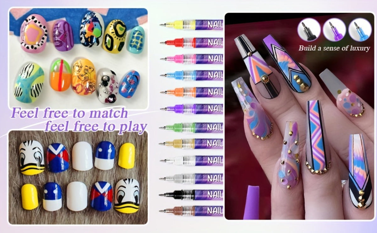 Nail Art Pens 12 Colors Quick Dry 3D Graffiti & Detail Brush Set – Ultra-Fine Precision Drawing Pen Kit for DIY Nail Design, Salon & Home Use, Vibrant Long Lasting Ink - product image 15