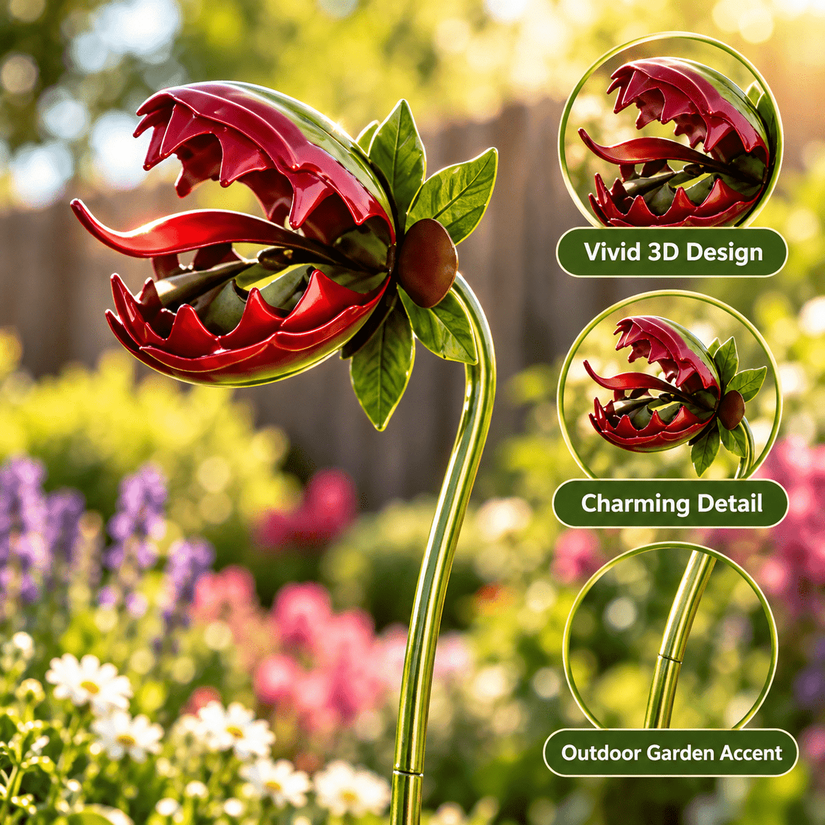 [3D] Single-headed Man-eating Flowers, Outdoor Decorations, Halloween Outdoor Decorations, Carnivorous Plant Decorations, Suitable for Courtyard Lawns - product image 5