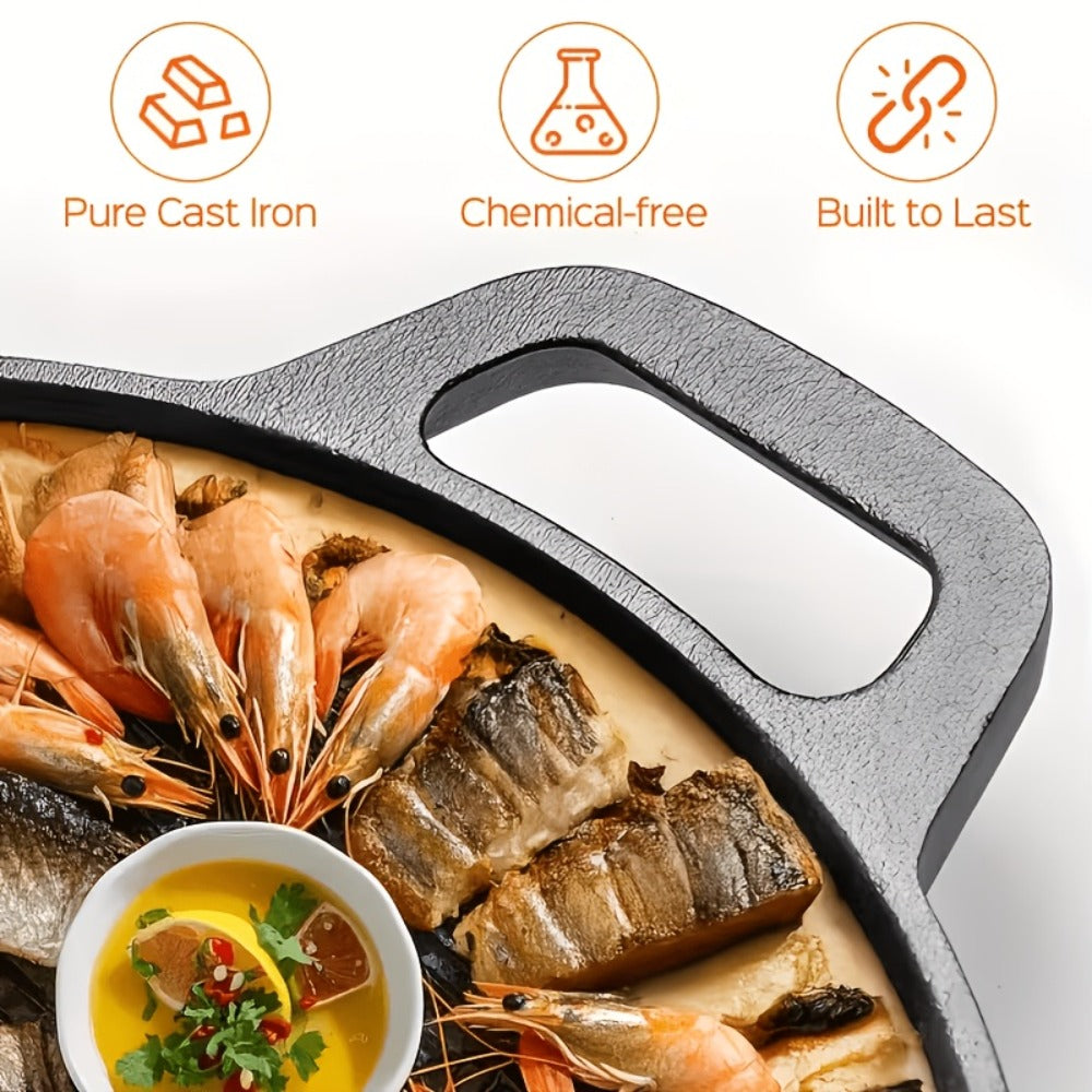 Cast Iron Skillet 11 Inch Pre-Seasoned Round Grill Pan with Dual Loop Handles – Even Heating for Oven, Stovetop, Campfire & Grill | Heavy-Duty Kitchen Cookware for Pizza, Steak & M - product image 11