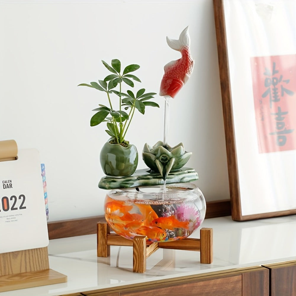 USB Desktop Fish Waterfall Fountain with Glass Bowl – Relaxing Indoor Water Feature Tabletop Decor Zen Fountain Gift - product image 6
