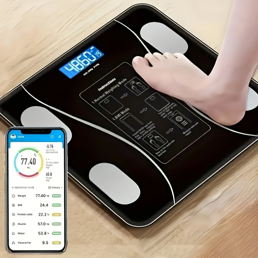 Digital Bathroom Scale Body Weight Scale LED Backlit Display Tempered Glass 400lb Capacity Compact - product image