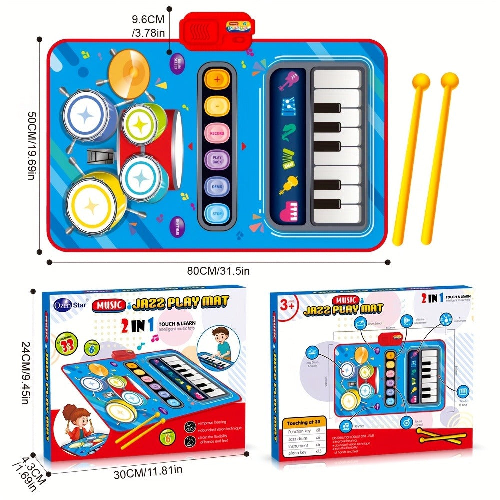 Kids Electronic Drum Music Mat – Dance Drum Pad for Boys & Girls – Multifunctional Musical Toy for Skill Development & Family Bonding – Birthday Christmas - product image 2