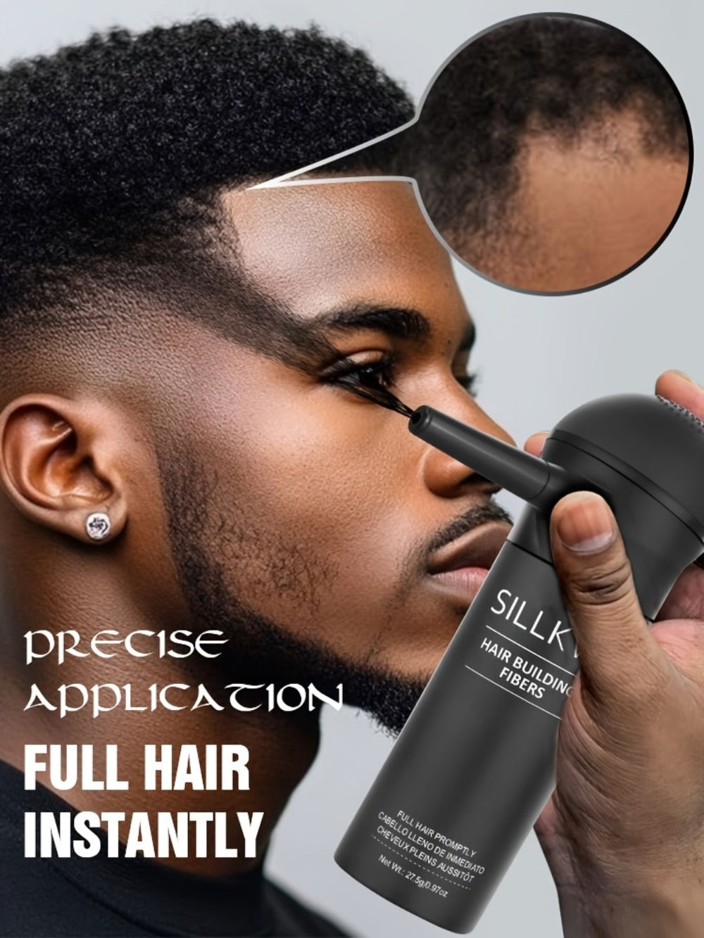 Hair Fibers Spray Applicator Kit Instant Thickness for Thinning Hair & Bald Spots SILLKVA 7 Shades Precision Spray Natural Coverage Hair Loss Concealer Men & Women 0.97oz - product image 18