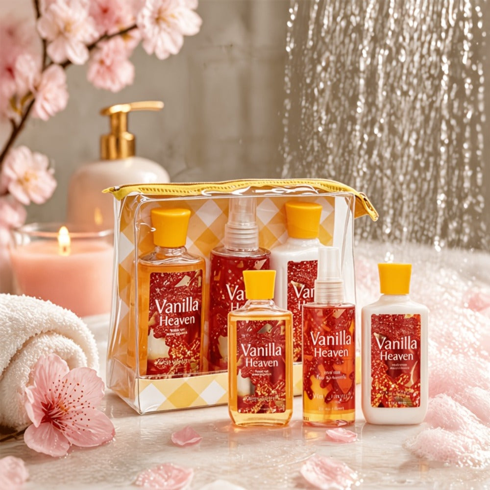 Bath Body Care Gift Set Shower Gel Body Lotion Body Mist Aloe Vera Vitamin E Glycerin Deep Moisturizing Fragrance Set for Women Cherry Blossom Lavender Vanilla Coconut All Skin Typ - product image 13