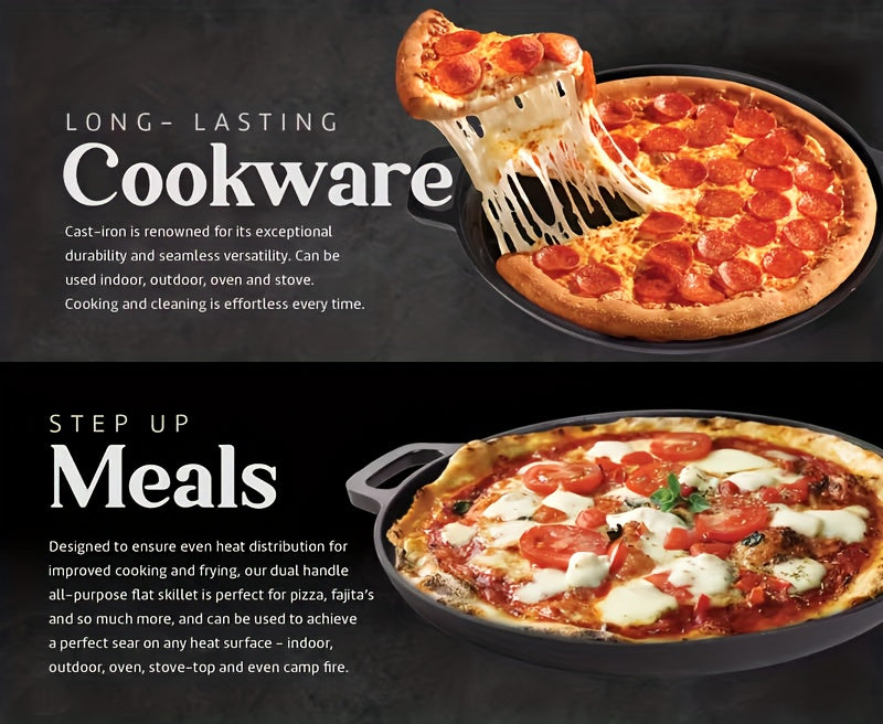 3 pcs Cast Iron Pan, Pre Seasoned, Multifunctional, Non-Stick, for Pizza Lovers, for Home Kitchens, Outdoor Cooking, Durable, Even-Heating, Versatile - product image 13
